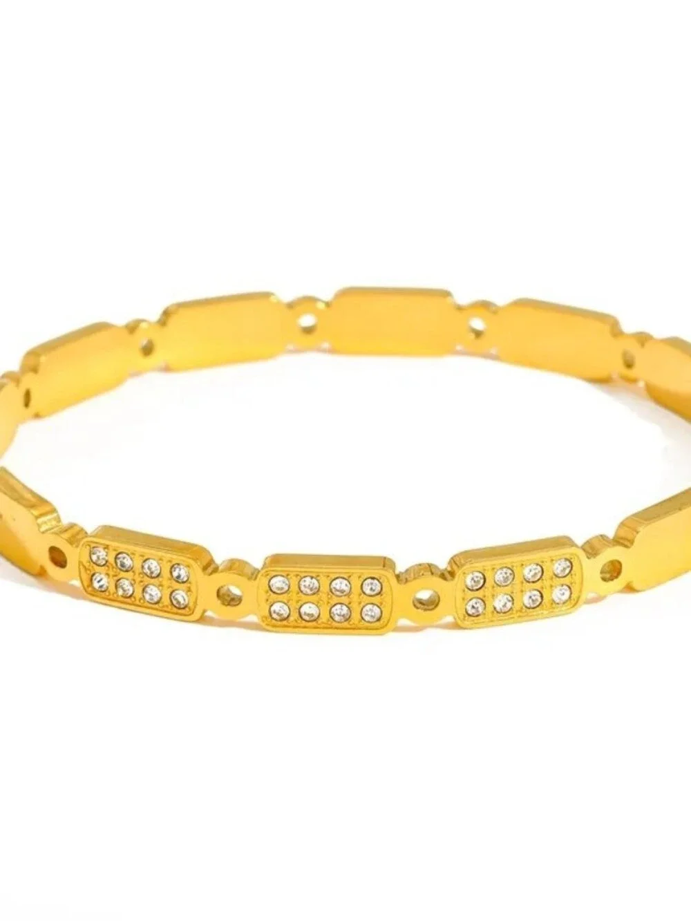 18k Gold Plated Stainless Steel Pave Zircon Link Bracelet Minimalist Jewelry